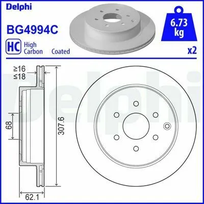 Compra Online DELPHI BG4994C Disco Freno