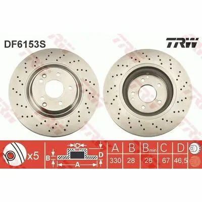 Compra Online TRW SINGLE DF6153S Disco Freno